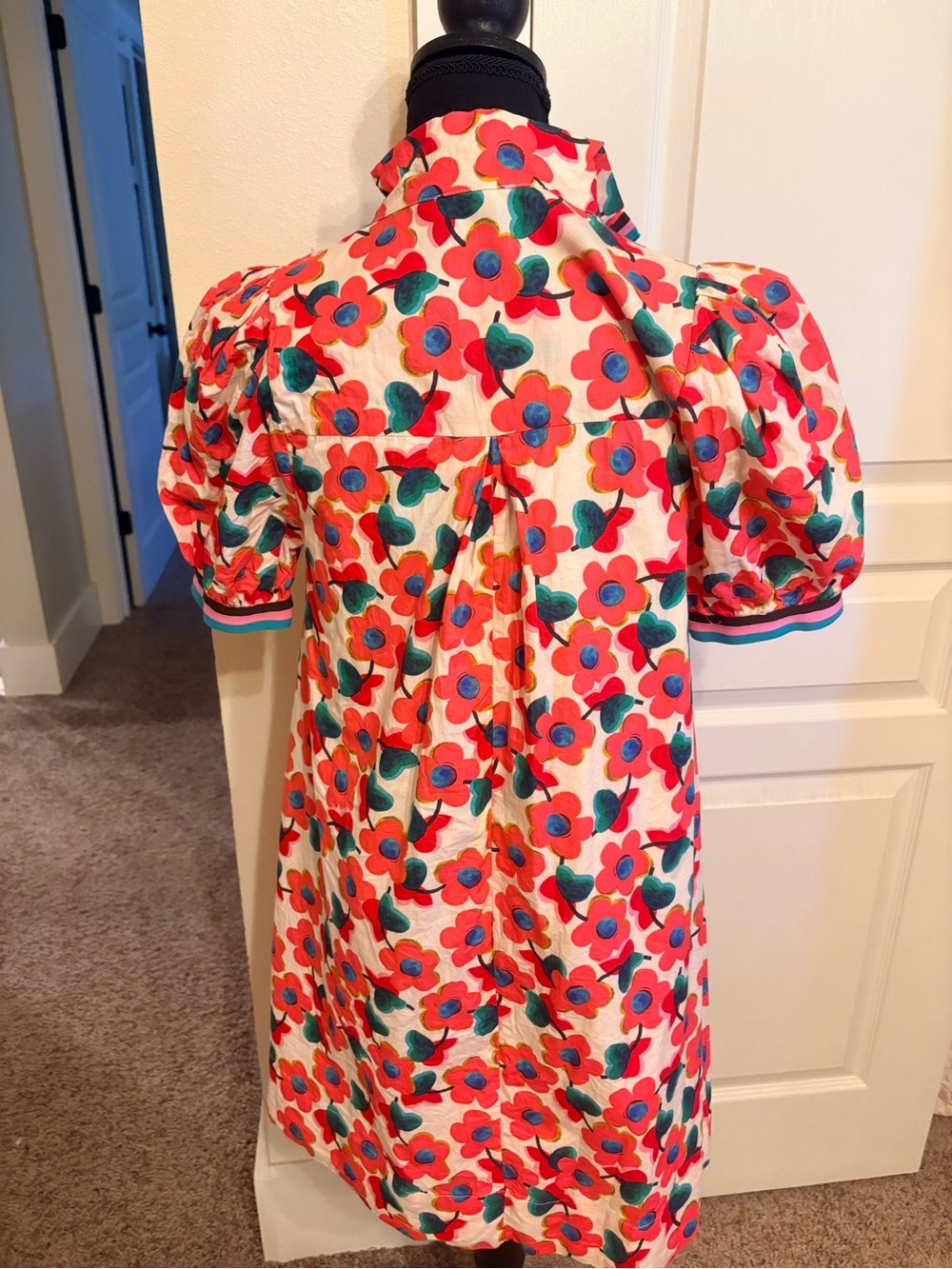 entro Floral Mini Dress in Red, Pink, Blue & Green - Picture 3 of 3
